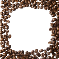 Coffee beans form a decorative border on a bright transparent background, perfect for design use, coffee beans frame on transparent background png