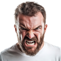 A man is showing intense anger with a fierce expression, emphasizing his emotional state clearly, angry man on transparent background png