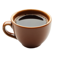 A brown cup holds dark coffee, inviting warmth and comfort, showcased against a clean backdrop, brown cup of coffee on transparent background png