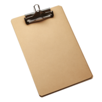 A simple brown clipboard stands upright, ready for documents, notes, or checklists for easy access, Brown clipboard with clip at the top for papers png