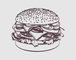 Burger Logo. Outline of burger icon for web design isolated on grey background. vector
