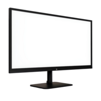 A sleek black monitor with a blank screen, perfect for showcasing presentations or digital content, display monitor with blank isolated transparent background displayon transparent background png