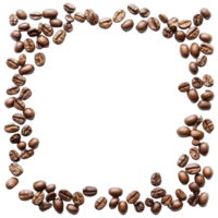 Coffee beans arranged in a framed layout on a clean transparent background create a visual focus for culinary designs, coffee beans frame on transparent background png