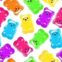 seamless pattern with bright gummy bears on white background vector