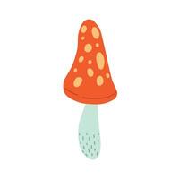 Charming red toadstool mushroom with a whimsical, magical vibe. Perfect for woodland, fairy tale, or fantasy-themed visuals with a playful autumnal element vector