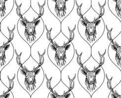 hand drawn pattern with deers vector
