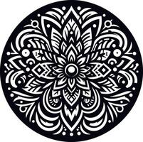 A circular design with a black and white pattern vector