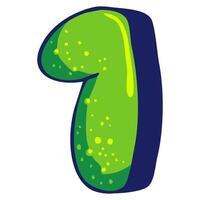 Bubble graffiti font style Number 1 vector