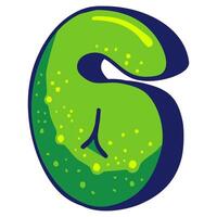 Bubble graffiti font style Number 6 vector
