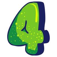Bubble graffiti font style Number 4 vector