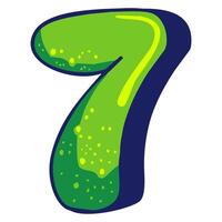 Bubble graffiti font style Number 7 vector