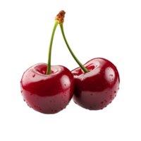 Two plump, red cherries with droplets of water, isolated against a clean transparent background, highlighting their freshness, Mandarin fruit isolated on trransparent png