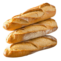 A delightful stack of warm baguettes presenting a crispy exterior and fluffy inside, perfect for any meal, group stack of baguette bread png