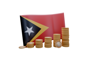 Immaculate 3D render illustration of East Timor flag and currency called Dollar png