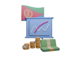 Dazzling 3D render illustration of Eritrea flag and currency called Nakfa png