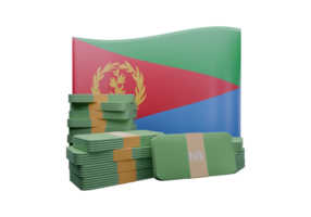 Delightful 3D render illustration of Eritrea flag and currency called Nakfa png