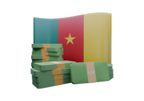 Charming 3D render illustration of Cameroon flag and currency called CFA Franc png