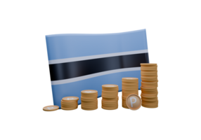 Fetching 3D render illustration of Botswana flag and currency called Pula png