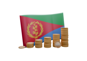 Divine 3D render illustration of Eritrea flag and currency called Nakfa png