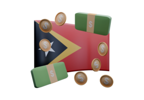 Heavenly 3D render illustration of East Timor flag and currency called Dollar png