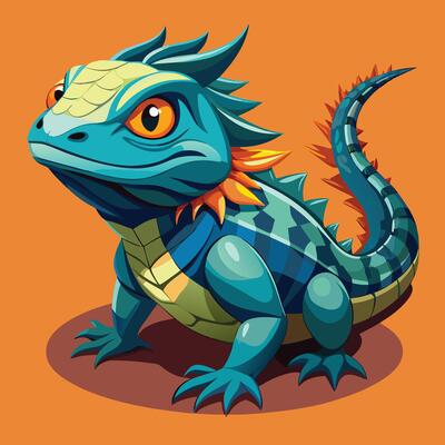 Lizard Illustration on Solid Background