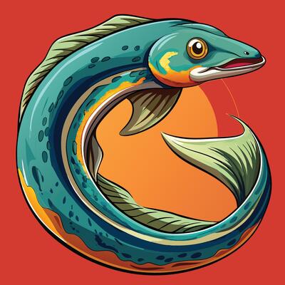 Illustration of Eel on Solid Background