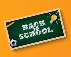 Back to school greeting in green chalk board space for typography, Back to school text template design, illustration vector