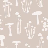Seamless pattern with hand drawn mushrooms silhouettes vector