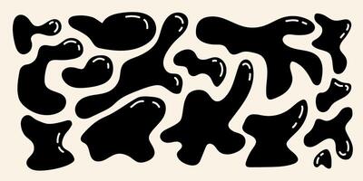 Abstract amoeba bubble shape elements set. Fun balloons organic elements signs with glare in trendy retro style. Cartoon flat graffiti illustration isolated on white background vector
