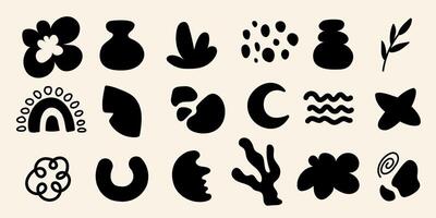 set of hand drawn geometric shapes. Organic shapes, liquid form in black. Design elements modern style vector