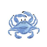 Blue crab isolated on white background, illustration in flat style. vector