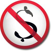 illustration of a sign prohibiting a symbol of the dollar vector
