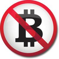 illustration of a sign prohibiting a symbol of the bitcoin vector