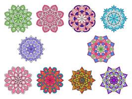 Bundle of 10 Simplicity Colour Mandalas Coloring Book Page vector