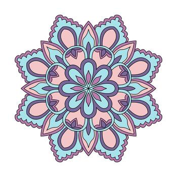 Abstract flower colour mandala coloring book page vector