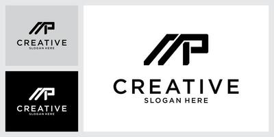 MP or PM initial letter logo design vector