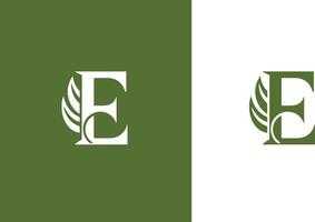 Letter E with leaf logo template. Suitable for business, natural and flat style logo design concept. pro vector