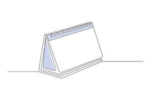 Continuous line art drawing of desk calendar. Notebook planner template. vector