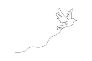 Hand-drawn bird one-line art drawing isolated on white background vector