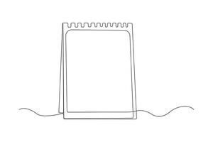 Hand-drawn calendar continuous single line drawing. Notebook outline illustration. vector