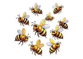 a group of bees with different sizes and colors vector