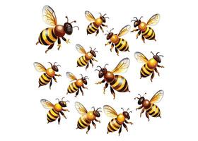 bees on a white background vector