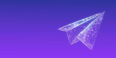 Polygonal paper plane. Business startup, innovation, growth, travel, way forward freedom concept. Wireframe low poly plane. vector