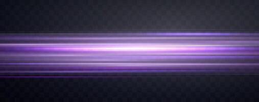 Speed rays, velocity light neon flow, zoom in motion effect, purple glow speed lines, colorful light trails, stripes. vector