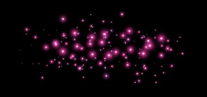 Pink glittering dots, particles, stars magic sparks. Glow flare light effect. Pink luminous points. vector