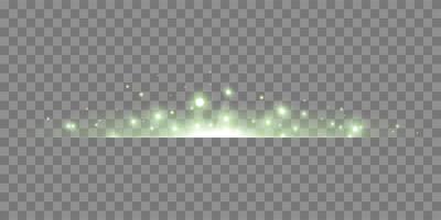 Green horizontal lensflare. Light flash with rays or green spotlight. Glow flare light effect. vector