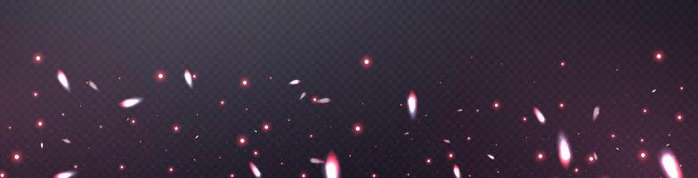 Red glittering dots, particles, stars magic sparks. Dust cloud flare light effect. Red luminous points with smoke. vector