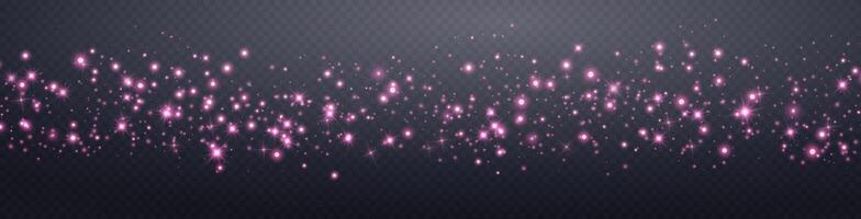 Pink glittering dots, particles, stars magic sparks. Glow flare light effect. Pink luminous points. vector