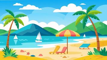 Summer beach scene banner design background vector