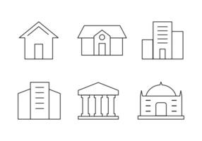Minimalist building icons for versatile design projects vector
